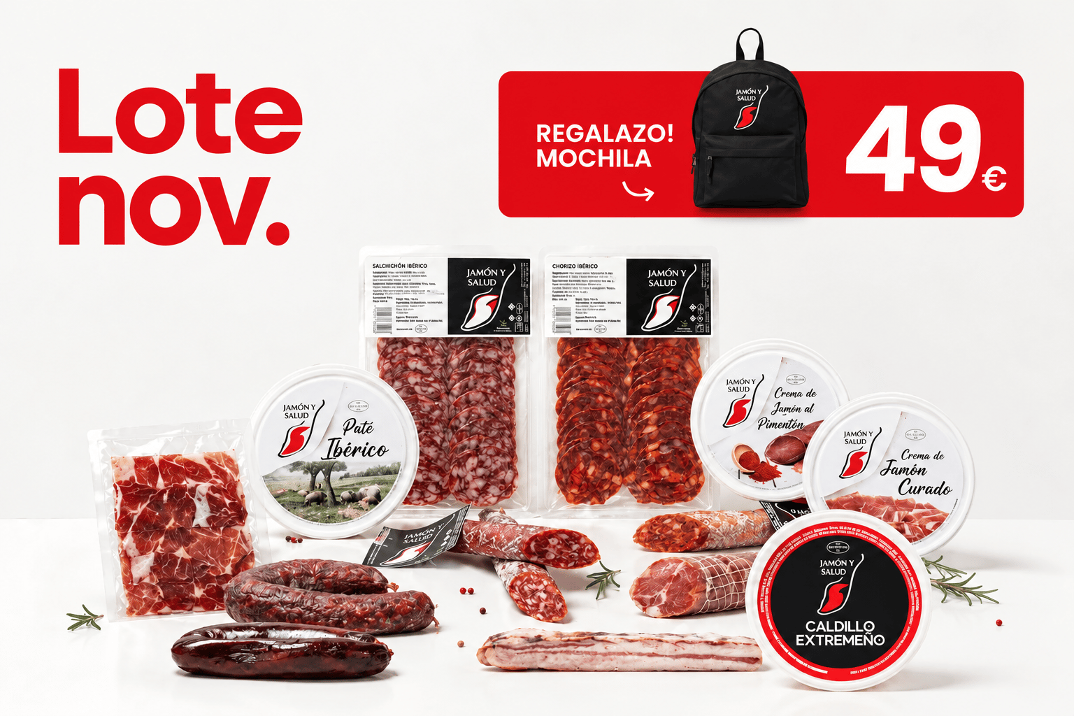 Lote Noviembre Jamón y Salud + mochila de regalo