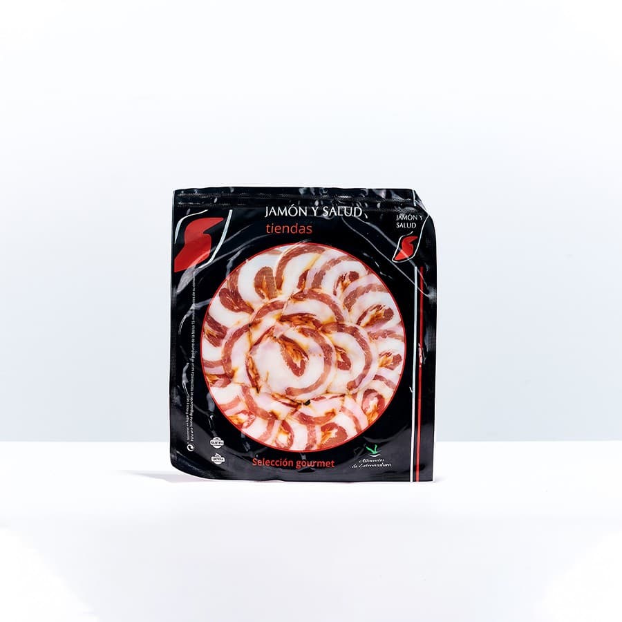 Panceta de bellota ibérica embuchada loncheada